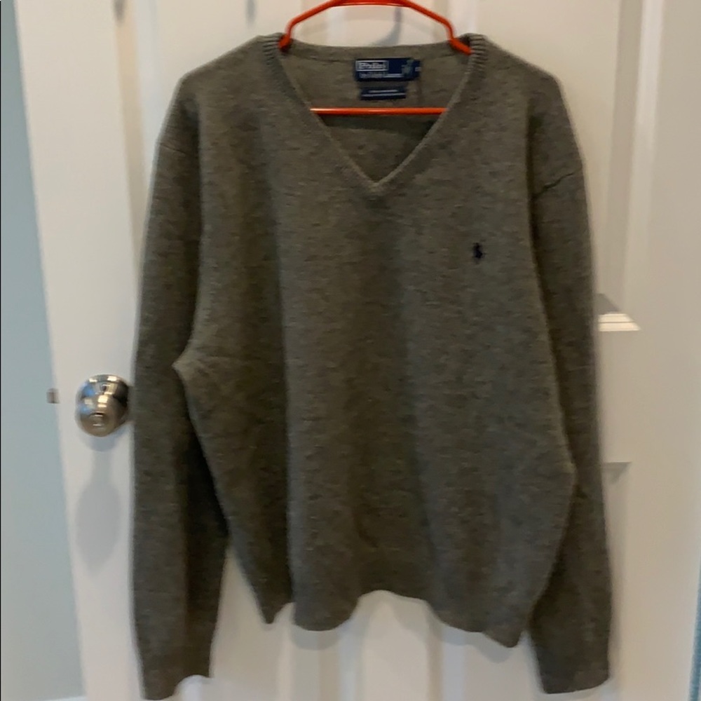 Grey Polo V-Neck Sweater